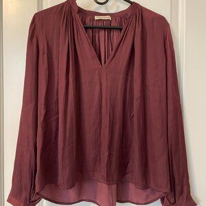 ULLA JOHNSON BLOUSE 6, Size Small/Medium, Maroon, Wine Long sleeved